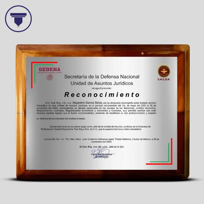 REC-02 Reconocimiento clásico con placa impresa.