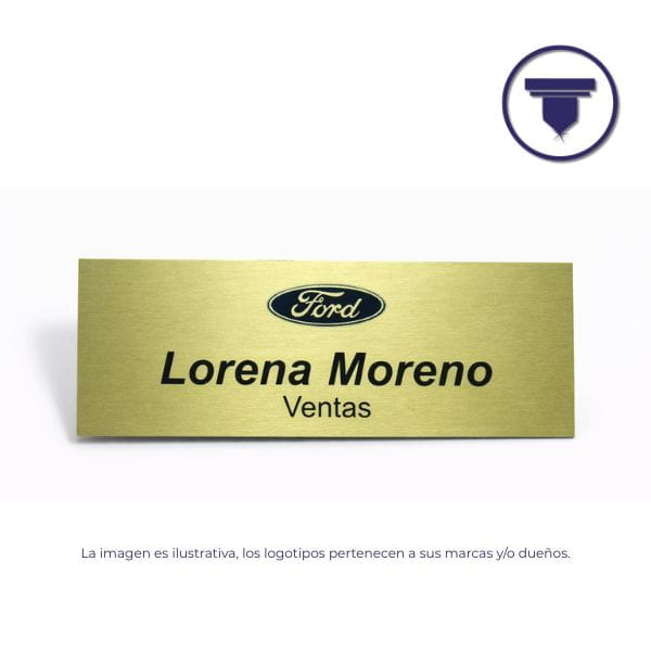 [GAF-08] GAF-08 GAFETE DE ALUMINIO. (Digital, Anodizado Plata Mate, Broche de Alfiler de seguridad)