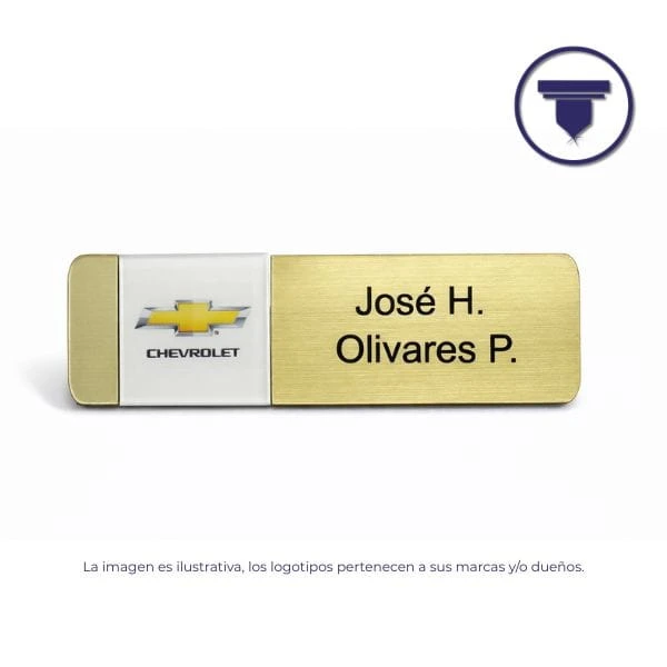 GAF-11 GAFETE DE PLÁSTICO. (Digital, Color Oro, Broche de Alfiler de seguridad)