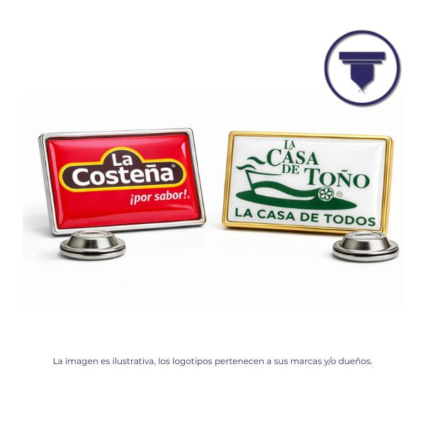 PIN-03 PIN RECTANGULAR. (Base Plata, Broche de Imán 1 punto)