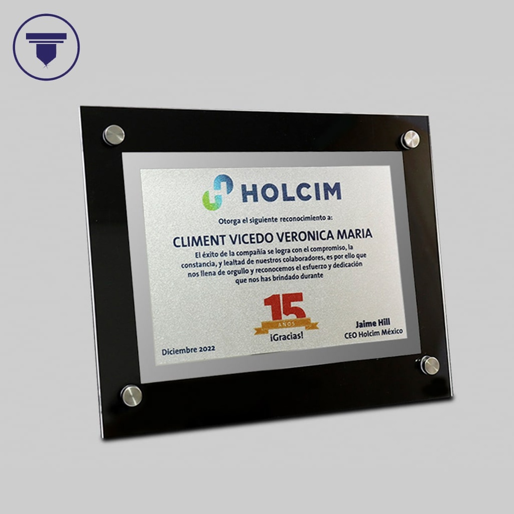 REC-15 Reconocimiento Acrílico acabado Esmerilado