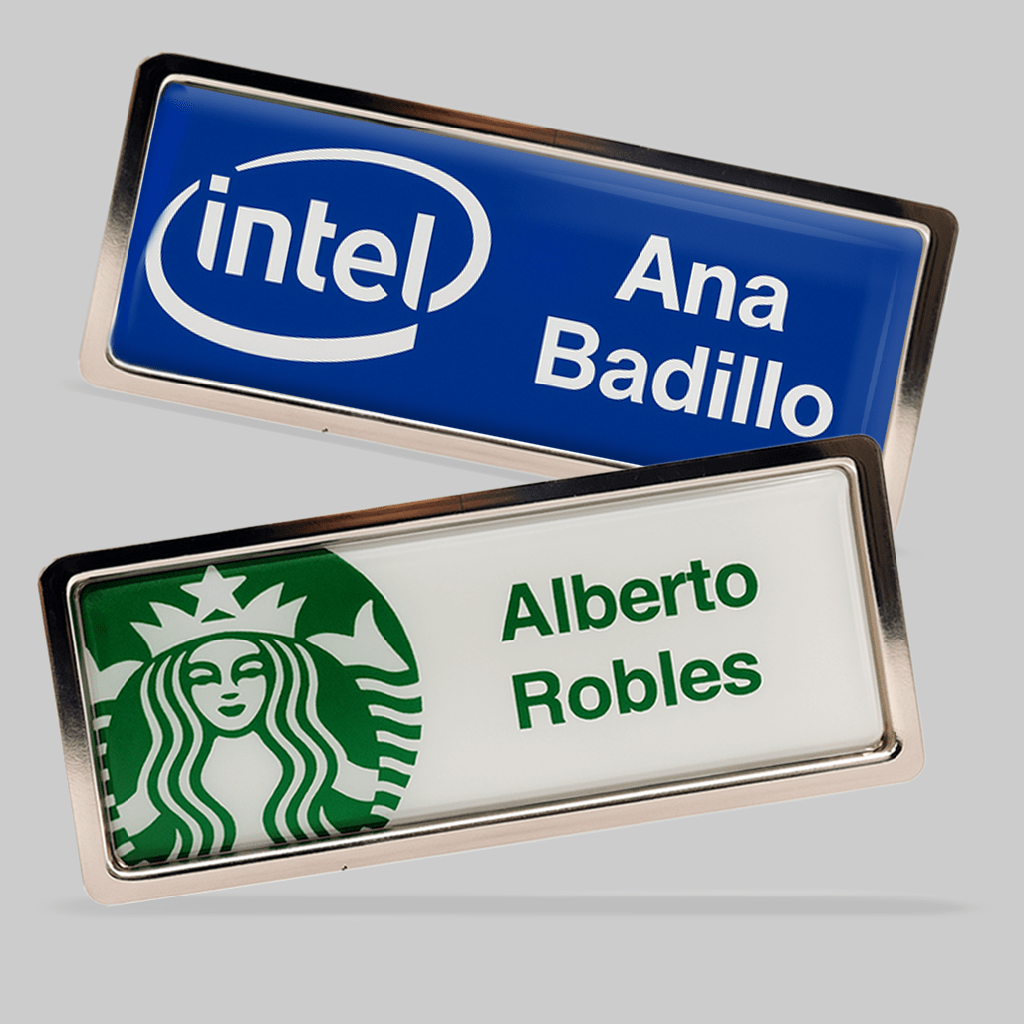 Gaf-35 GAFETE CHAROLA DE METAL CON ETIQUETA ENCAPSULADA.