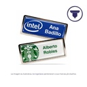 Gaf-35 GAFETE CHAROLA DE METAL CON ETIQUETA ENCAPSULADA.