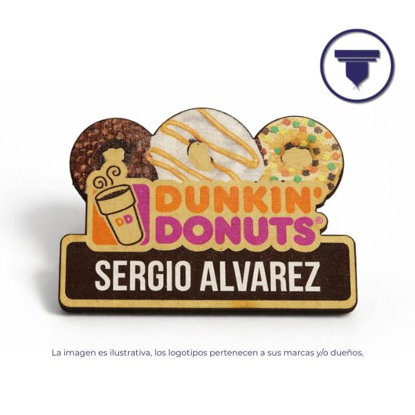 GAF-06 GAFETE MDF IMPRESIÓN FULL COLOR. (Sin impresión, Broche de Alfiler de seguridad)