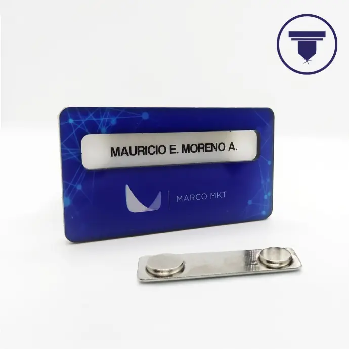 GAF-21 Gafete reutilizable  (Sin impresión, Broche de Alfiler de seguridad, Base Negro)