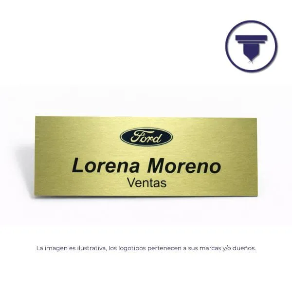 GAF-08 GAFETE DE ALUMINIO. (Anodizado Plata Mate, Broche de Alfiler de seguridad)