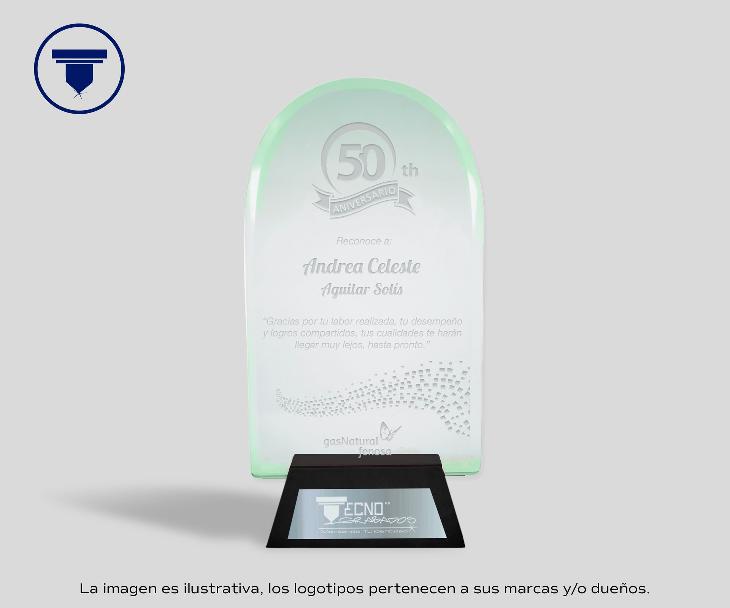 [REC-25-JADE] REC-25-JADE Reconocimiento Vitral. (Sandblast, Negro mate)