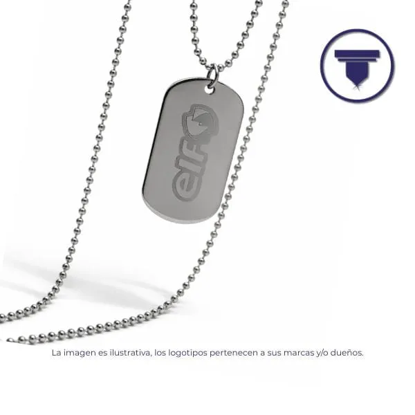 [PL-06-Láser-Nombre] PL-06 PLACA NIQUELADA TIPO MILITAR. (Grabado láser, PL Personalizado-Nombre)