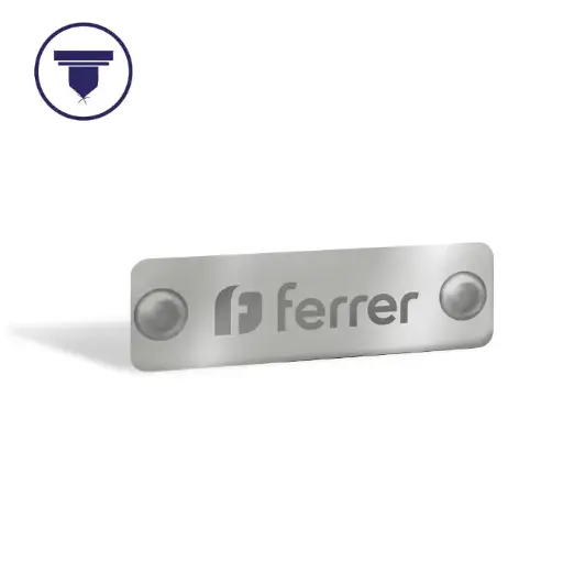 PL-03 Placa niquelada, puntas redondas de 5 x 1.5 cm con 2 remaches.